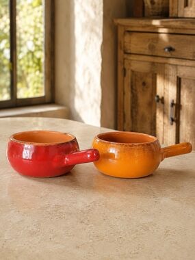 Vintage De Silva Italy Terre d'Umbria Terracotta Soup Bowls Set of 2 Rustic